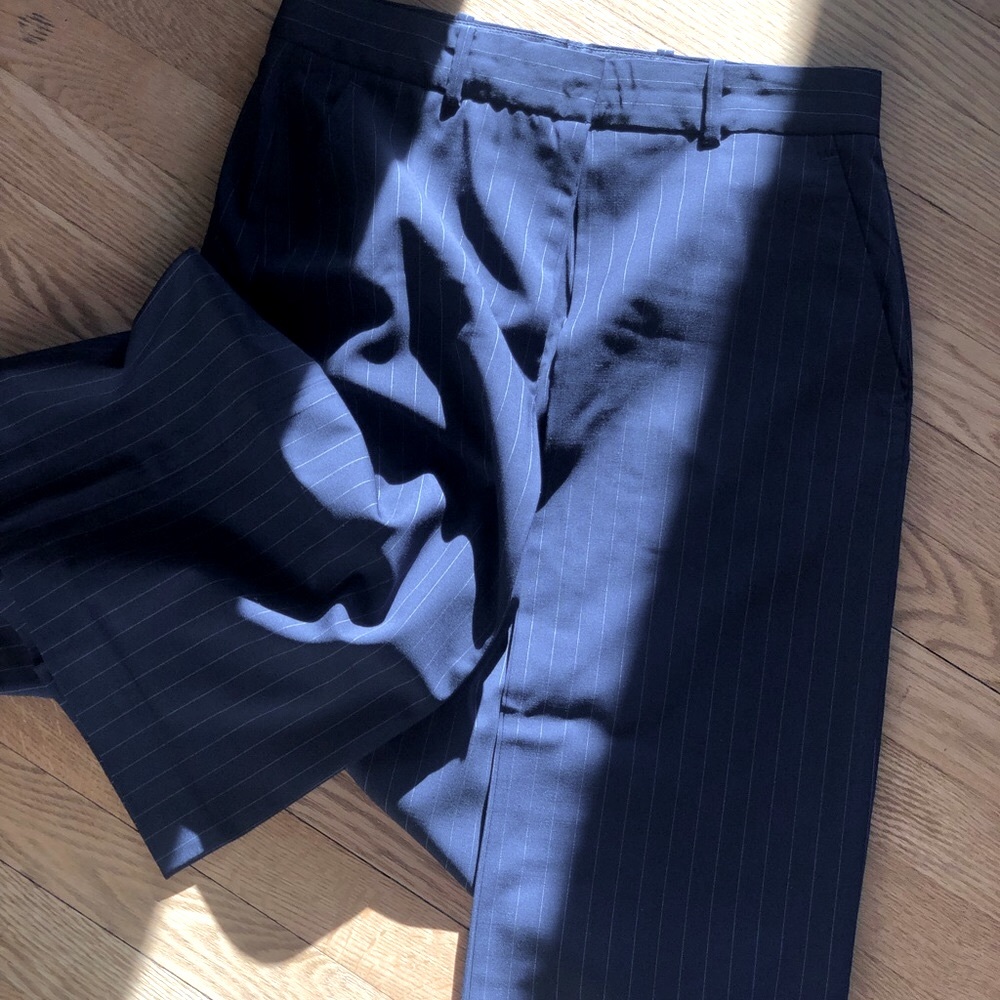 Jean Paul Gaultier dark navy pinstriped knee length pants - Picture 8 of 10